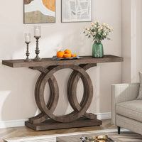 Console de style vintage avec base géométrique, table de couloir en bois