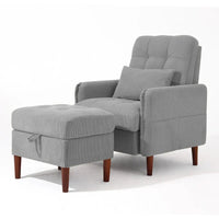Fauteuil de salon moderne UIXE avec pouf de rangement et dossier réglable
