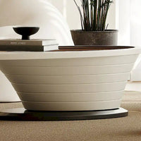 Table Basse Ovale en Verre Moderne Minimaliste Luxe Léger avec Base Grise 130 cm - L 130 cm x l 65 cm x H 36,5 cm