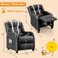 Fauteuil Inclinable Enfant Gymax Ergonomique en Cuir avec Repose-Pieds