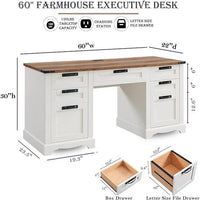 Bureau de direction 60 style ferme, bureau à domicile en bois, bureau informatique