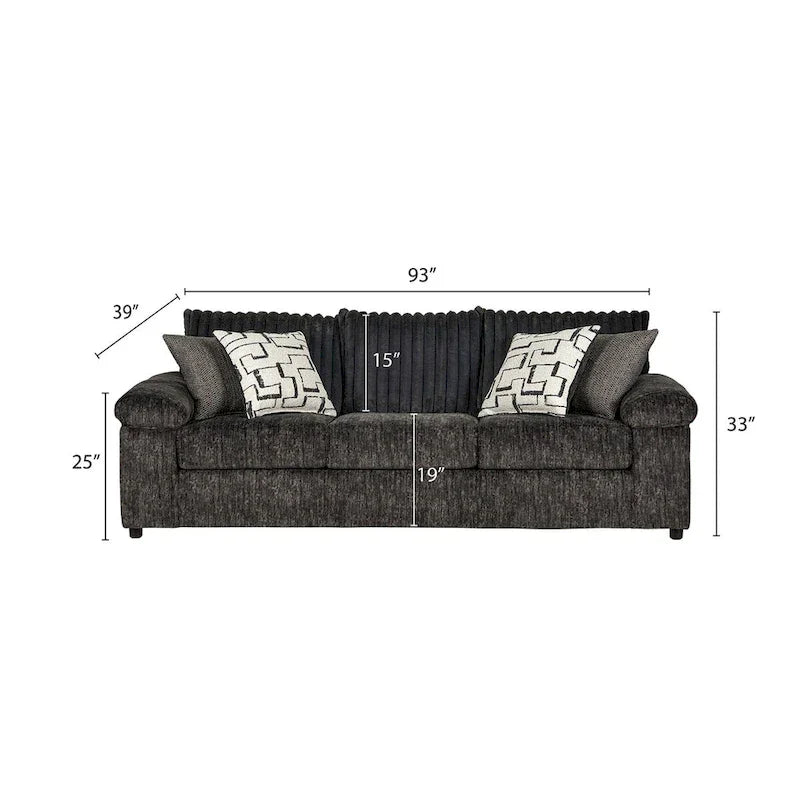 Ensemble canapé, causeuse et fauteuil câlin en velours côtelé à grosses côtes Nason de Roundhill Furniture
