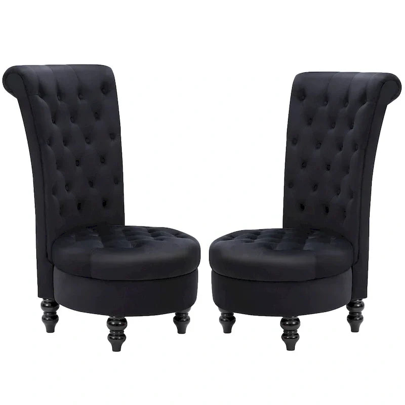 AVAWING Lot de 2 chaises de trône royales rembourrées et pieds en bois d'hévéa