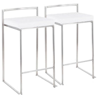 Tabouret de comptoir Silver Orchid Forrest en acier inoxydable empilable et entièrement soudé (lot de 2)