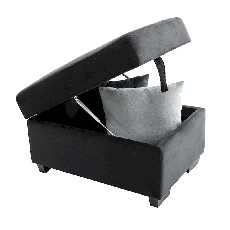 Canapé d'angle convertible 5 places en L 84,75 po avec pouf de rangement, rangement de bras dissimulé et chargement USB pour salon