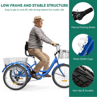 Tricycle adulte 26 vélo 3 roues 7 vitesses Trike