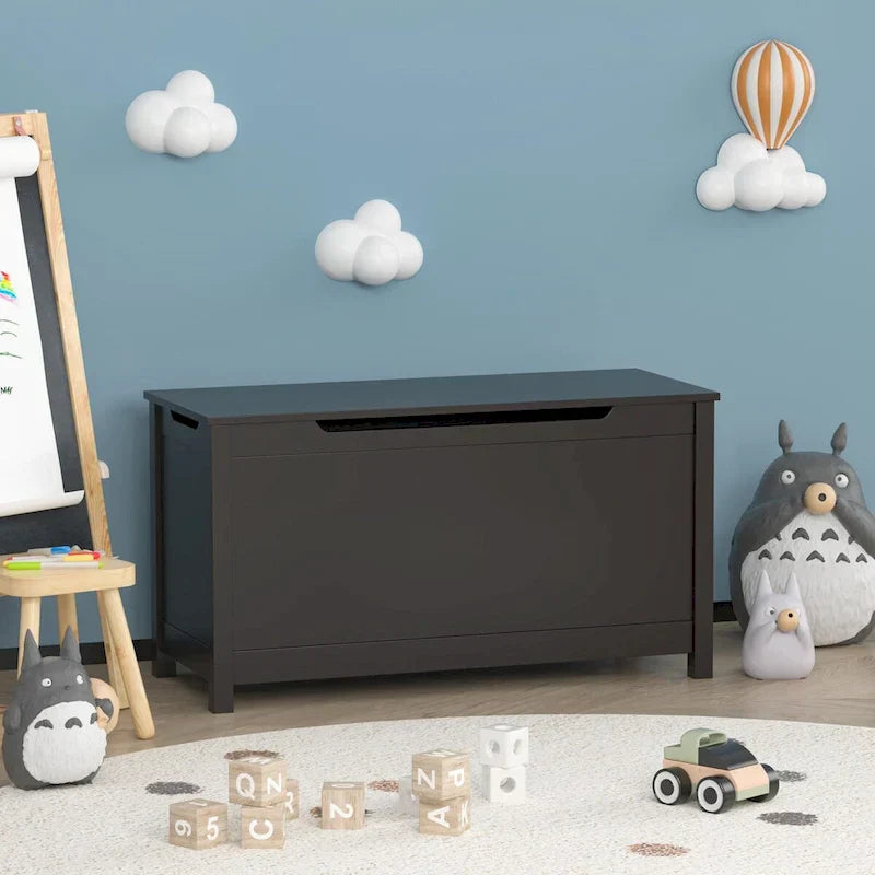 Coffre à jouets en bois pour enfants avec couvercle à charnière de sécurité, pour les 3 ans et plus