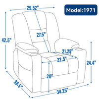 Fauteuil releveur électrique avec massage et chauffage, fauteuils inclinables larges rembourrés Lazy Boy avec USB, ports Type C et 2 porte-gobelets en acier