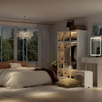 47,2 Grande Armoire LED Lumineuse Placard à Portes en Verre Entièrement en Verre