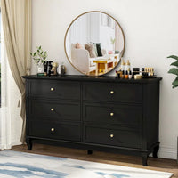 Commode de chambre à coucher en bois à 6 tiroirs profonds