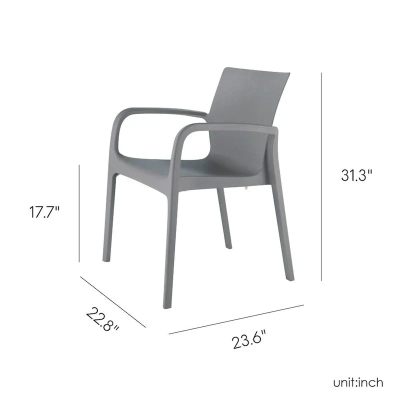 Fauteuil de salle à manger empilable toutes saisons Alissa en résine, lot de 2