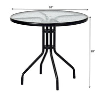 Table ronde de jardin Costway 32 avec plateau en verre trempé