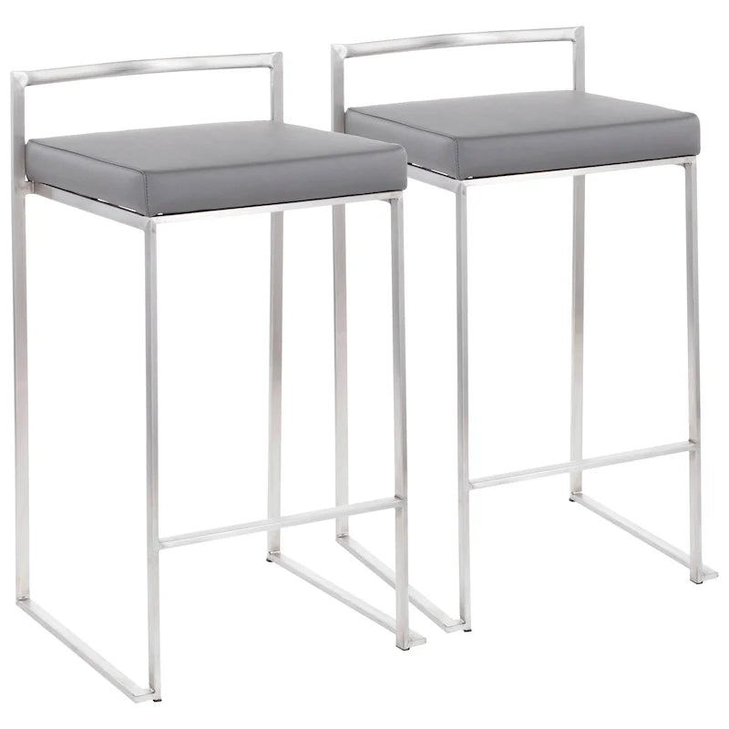 Tabouret de comptoir Silver Orchid Forrest en acier inoxydable empilable et entièrement soudé (lot de 2)