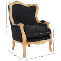 Fauteuil à oreilles Safavieh Couture Kali en chêne et lin naturel - 34 larg. x 34 prof. x 40 haut.