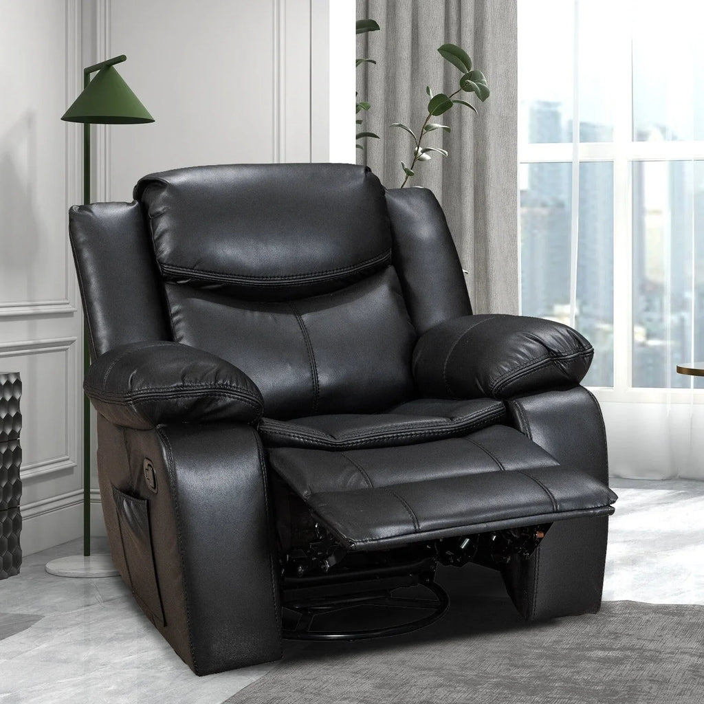 Fauteuil inclinable de massage et chaleur en cuir durable à assise large