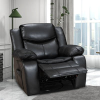 Fauteuil inclinable de massage et chaleur en cuir durable à assise large