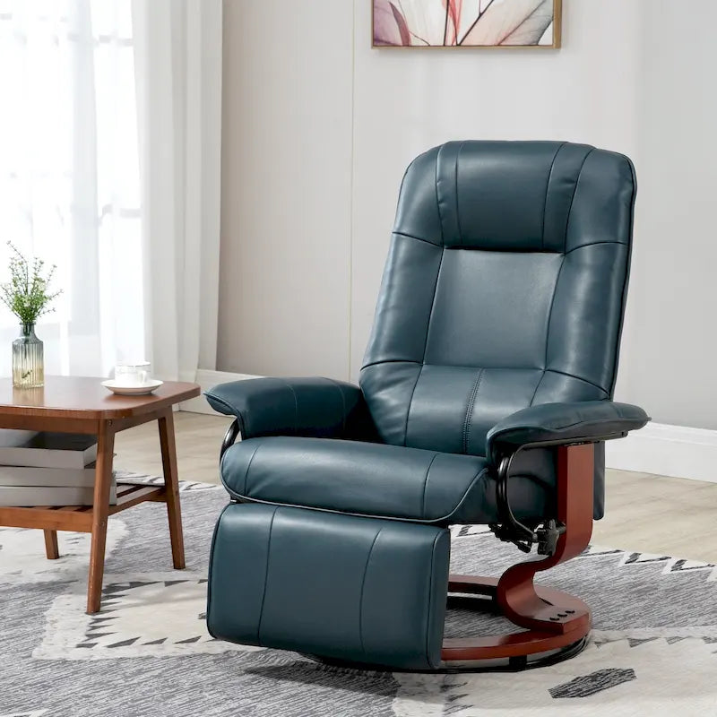 Fauteuil Inclinable HomCom en Similicuir Réglable Manuel à Base Pivotante avec Repose-Pieds Confortable et Relaxant