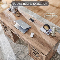 Bureau de direction 60 style ferme, bureau à domicile en bois, bureau informatique