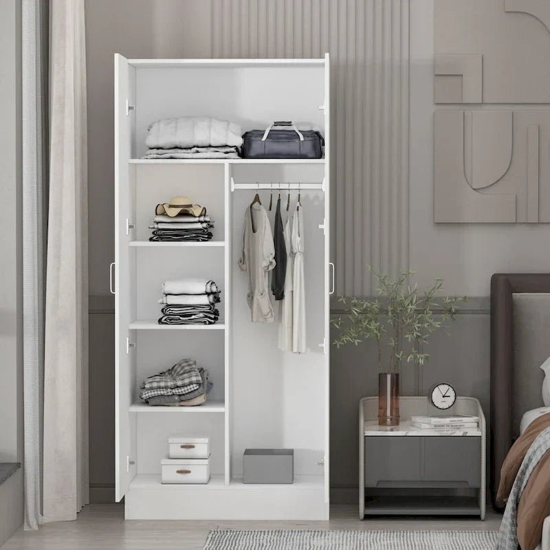 Armoires-penderies 2 portes autoportantes pour chambre avec tringle de suspension