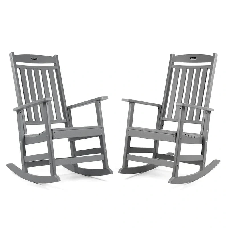Ensemble de 2 chaises berçantes d'extérieur à dossier haut Vrakae pour tous les temps