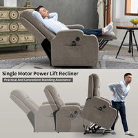 Fauteuil inclinable releveur électrique Lazy Boy, fauteuil de massage moderne à moteur unique avec chauffage lombaire, port de chargement USB, porte-gobelets