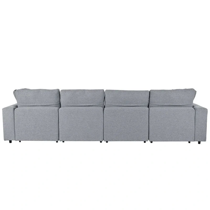 Canapé d'angle moderne en U avec 2 grandes méridiennes et poufs amovibles
