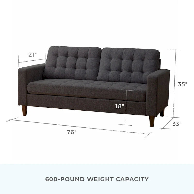 Canapé Brookside Brynn 76 po. avec accoudoirs carrés en similicuir/velours/tissu