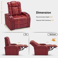 MCombo Fauteuil inclinable électrique avec appui-tête réglable, siège de home cinéma double moteur avec port USB, cuir respirant HTS411