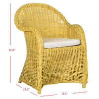 SAFAVIEH Sinja Fauteuil club en rotin jaune - 24 x 26 x 35 - 24x26x35H