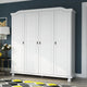 Palace Imports Armoire-penderie Kyle 4 portes 100% bois massif avec portes en bois massif ou miroir