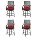 Ensemble de 4 chaises de bar de patio pivotantes en métal avec coussins pour l'extérieur