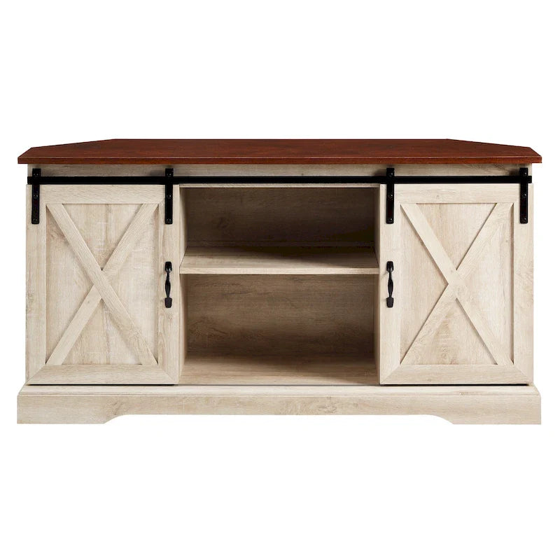 Meuble TV d'angle Middlebrook avec porte de grange coulissante de 52 pouces