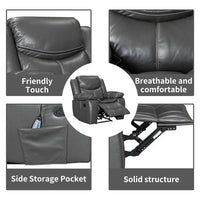 Fauteuil inclinable de massage et chaleur en cuir durable à assise large