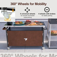 Chariot de barbecue extérieur avec plateau en acier inoxydable (sans tabouret)