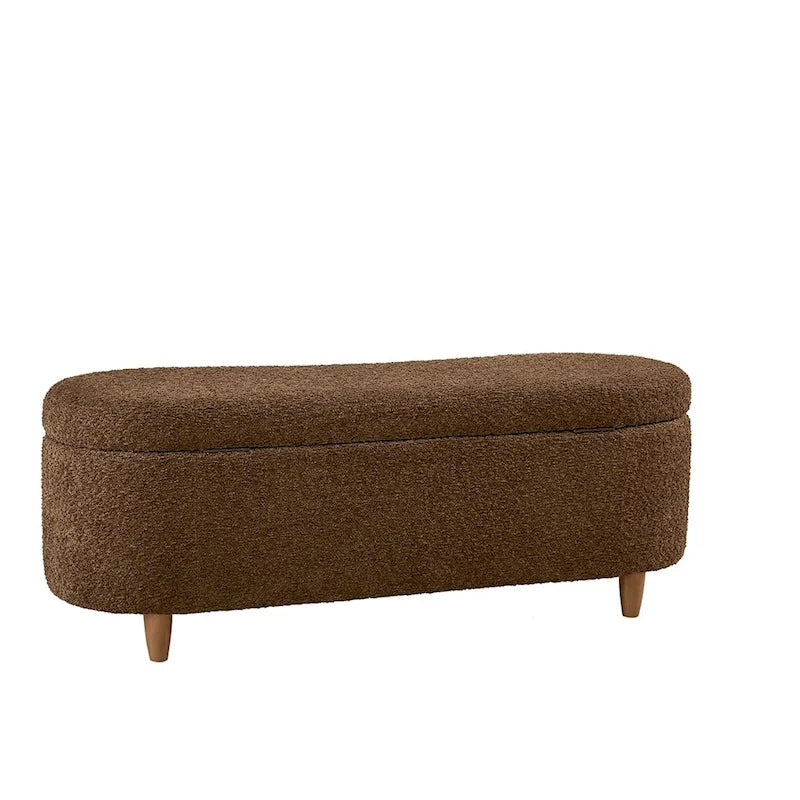 INK+IVY Bailey banc de rangement en bouclette taupe à dessus basculant