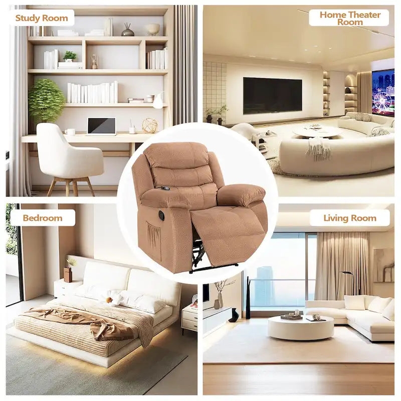 Fauteuil Inclinable Moelleux avec Fonction Massage et Chaleur