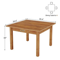 Table à manger carrée de 100 cm pour 2-4 personnes avec pieds en bois massif pour salon et salle à manger