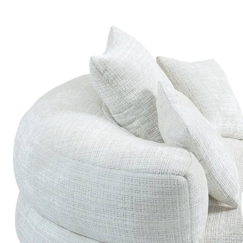 Canapé paresseux à dossier haut en chenille avec 3 coussins et pouf surdimensionné