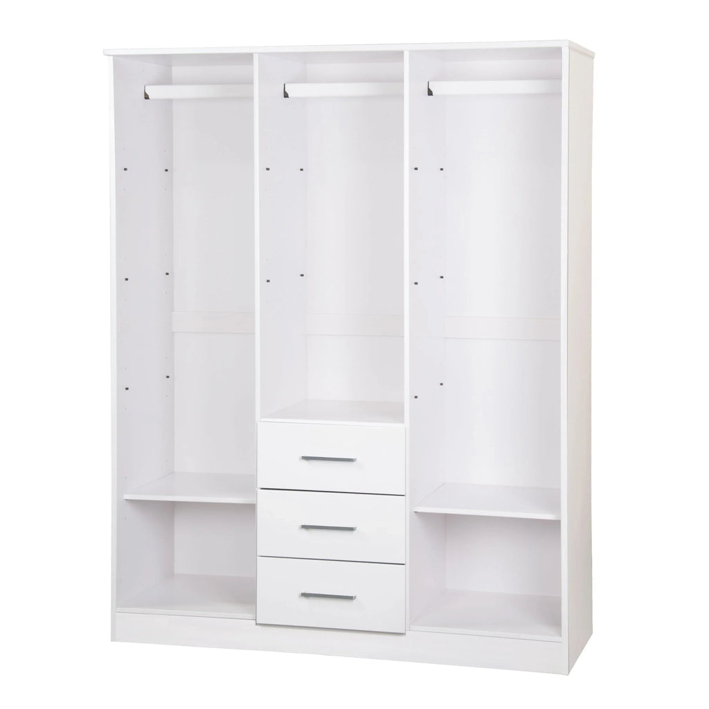 Palace Imports Armoire-penderie Cosmo 3 portes 100% bois massif avec portes en bois massif ou miroir
