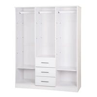 Palace Imports Armoire-penderie Cosmo 3 portes 100% bois massif avec portes en bois massif ou miroir