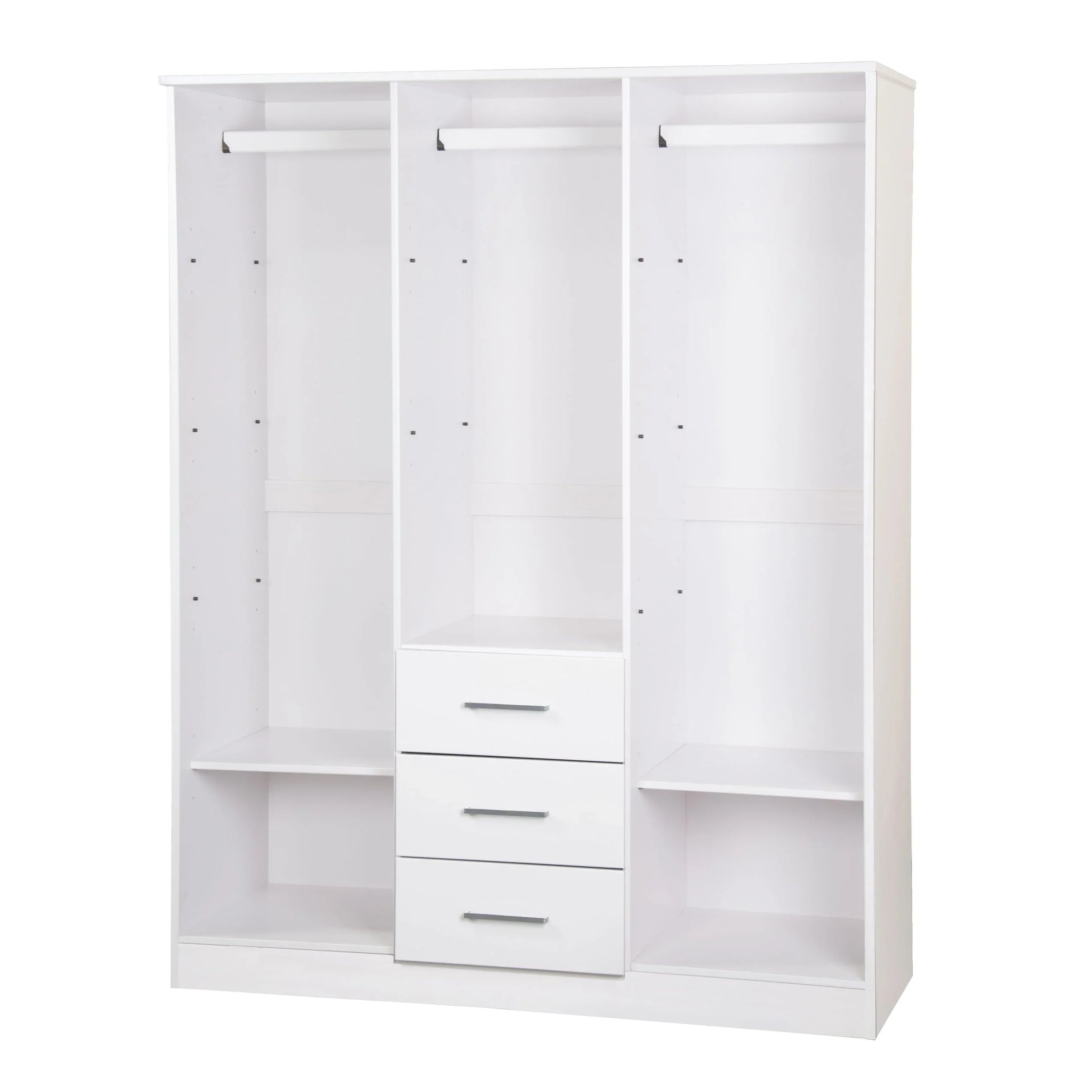 Palace Imports Armoire-penderie Cosmo 3 portes 100% bois massif avec portes en bois massif ou miroir