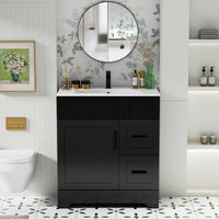 Wavy Line Ensemble meuble-lavabo de salle de bain 30/36/48 avec vasque & robinet