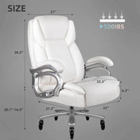 Chaise de bureau de direction Bossin grande taille et forte, 500 lb, avec support lombaire réglable, chaise ergonomique en cuir PU à dossier haut pour ordinateur