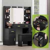 Coiffeuse avec prises intégrées et miroir éclairé, 55,1H x 43,3L x 15,74P