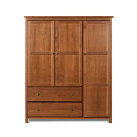 Grain Wood Furniture Armoire Shaker en bois à 3 portes - 60x72x22