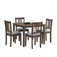 Ensemble Table et Chaises de Salle à Manger Carrée en Bois, Table à Manger Décontractée avec 4 Chaises de Salle à Manger Rembourrées pour Coin Repas de Cuisine