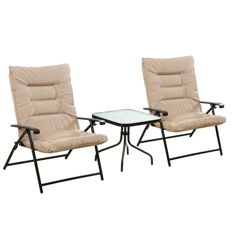 Kozyard Elsa, ensemble de bistrot pliant rembourré, 3 pièces, pour extérieur
