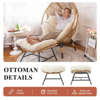 FINCATI Fauteuil Œuf d'intérieur, Fauteuil Œuf d'extérieur 200 kg, Fauteuil Œuf surdimensionné avec pouf, Fauteuil Œuf de luxe confortable avec repose-pieds