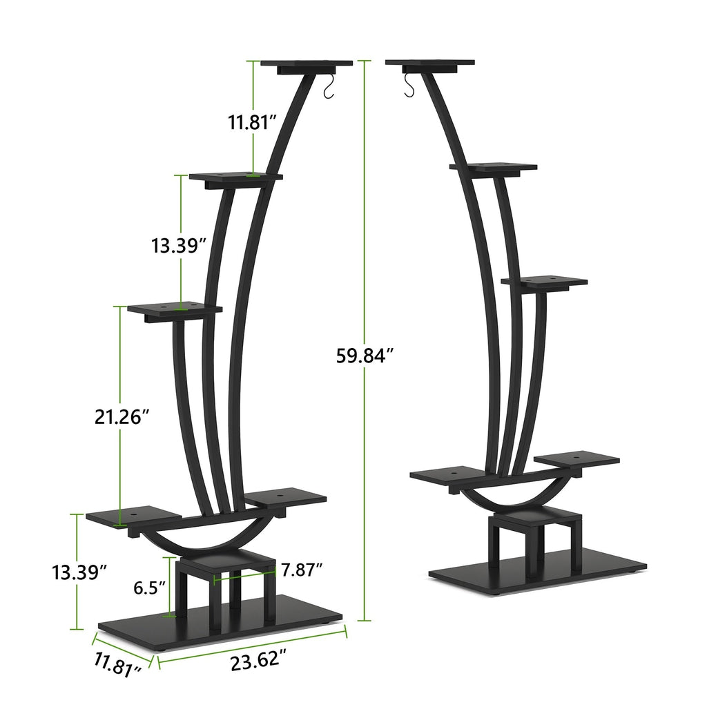 Support à plantes d'intérieur, étagère à fleurs 6 niveaux pour jardin domestique - lot de 2