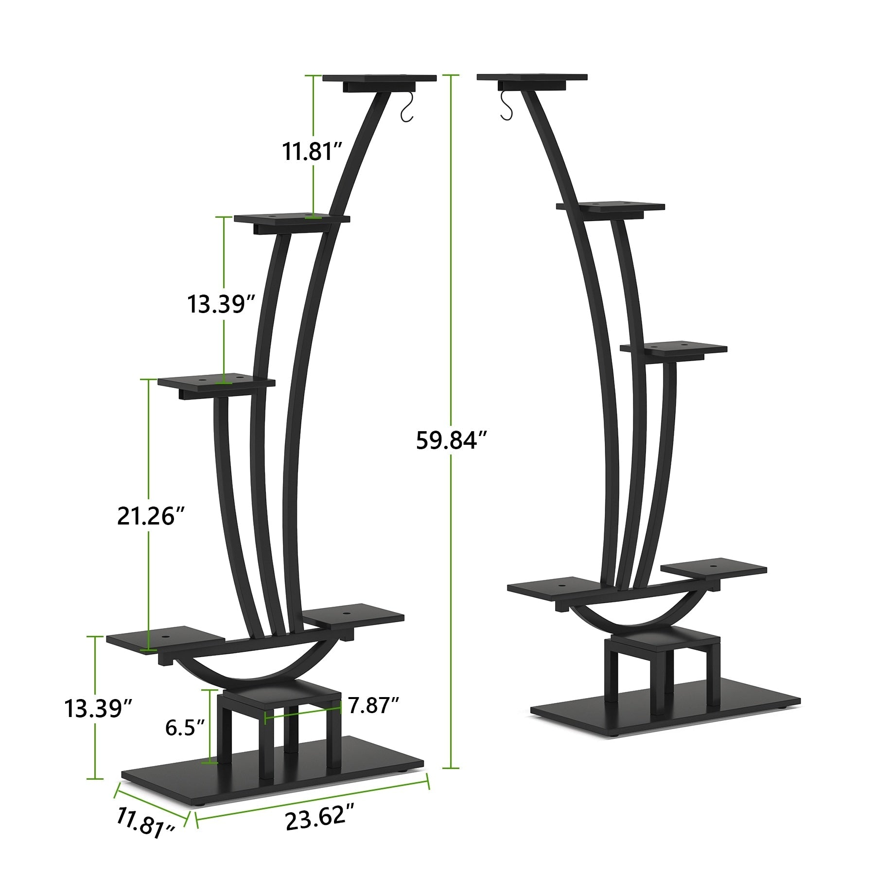 Support à plantes d'intérieur, étagère à fleurs 6 niveaux pour jardin domestique - lot de 2